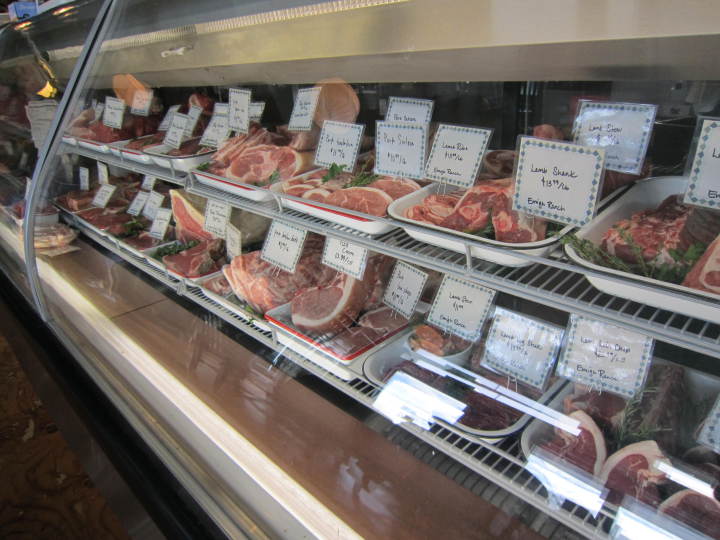 Clove and Hoof’s gleaming display case has multiple cuts and varieties of grass-fed animals from Jenner Family Beef and Magruder Lamb, to name a few. Photo: Alix Wall