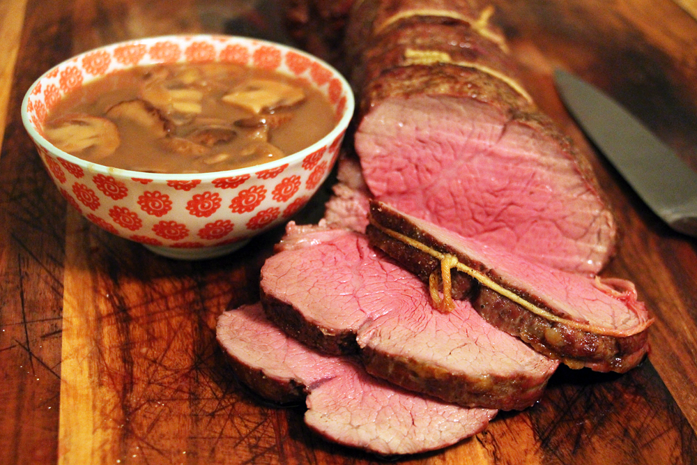 Roasted Beef Tenderloin with Port, Shallot, and Mushroom sauce. Photo: Wendy Goodfriend
