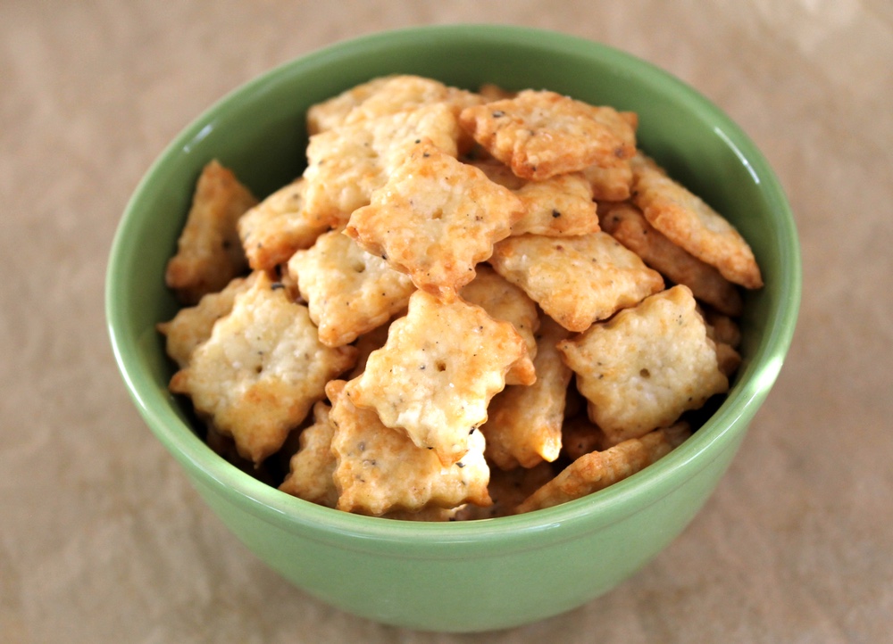 Homemade cheese crackers with black pepper. Photo: Kate Williams
