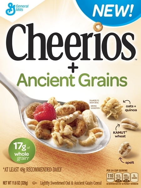 The new box of Cheerios + Ancient grains cereal. Image: General Mills 
