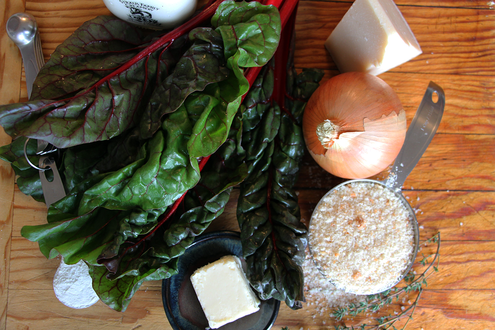 Ingredients for Creamed Chard with Buttery Breadcrumbs. Photo: Wendy Goodfriend