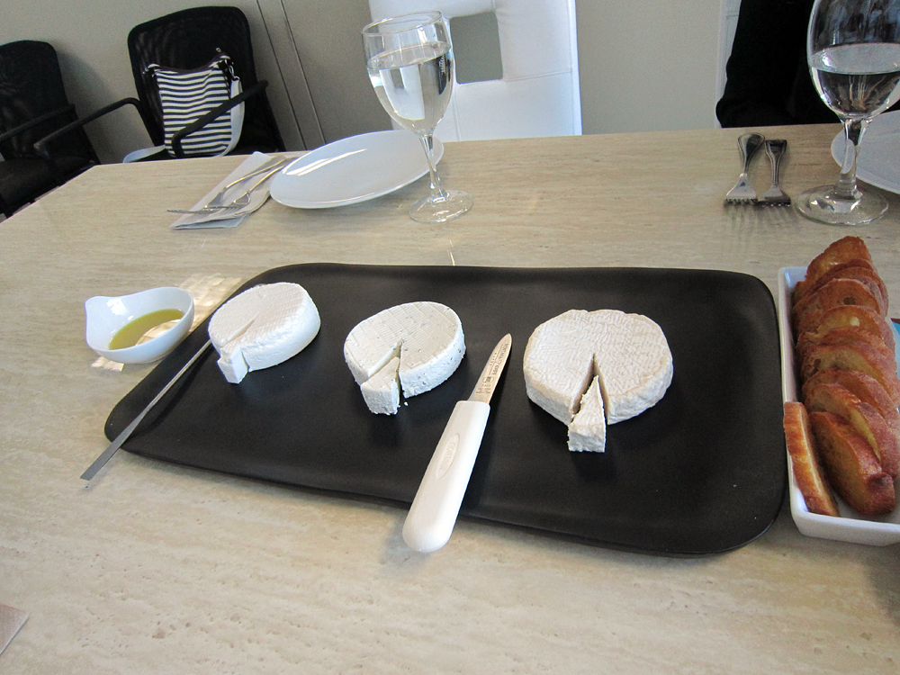 Kite Hill’s two soft fresh cheeses with its soft ripened. Photo: Alix Wall