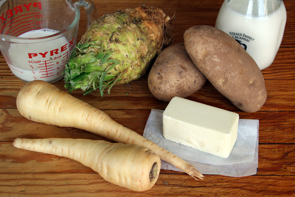 Ingredients for Celery Root–Parsnip–Potato Mash. Photo: Wendy Goodfriend