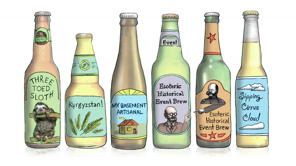 With so many craft breweries now in operation, just about every beer name you can imagine is taken. That's making it harder for newcomers to name that brew without risking a legal fight. Illustration: Leif Parsons for NPR