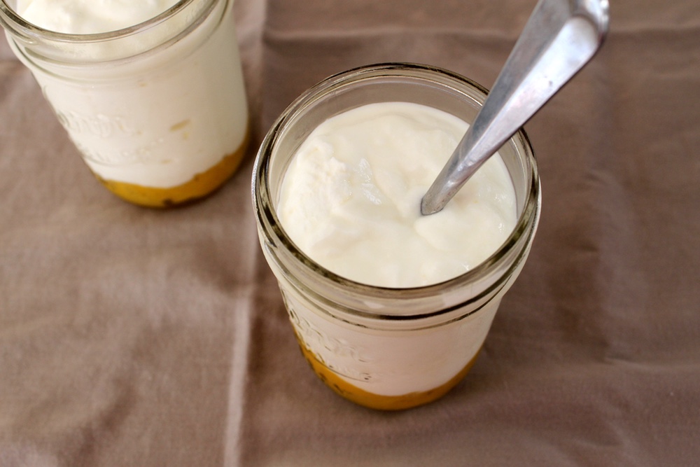 Homemade Greek-style yogurt cups with cardamom mango. Photo: Kate Williams