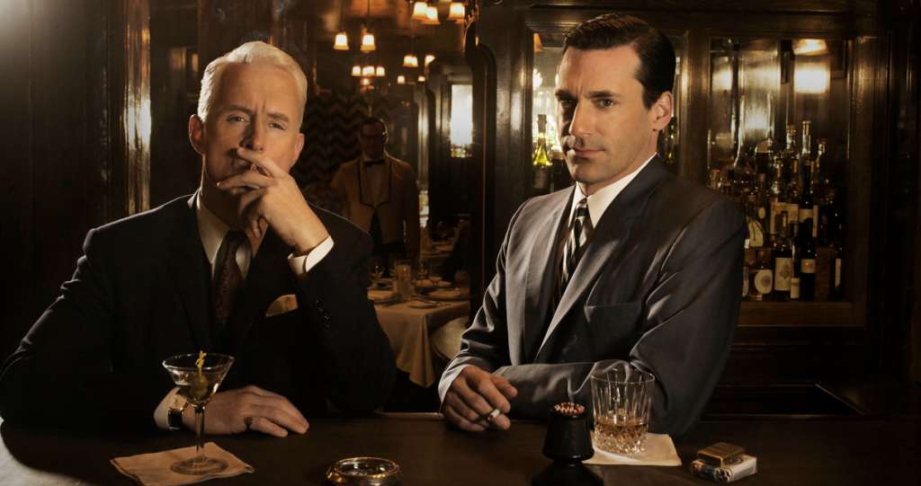 Roger Sterling (Roger Slattery) and Don Draper (Jon Hamm), at the bar again. Photo: AMC