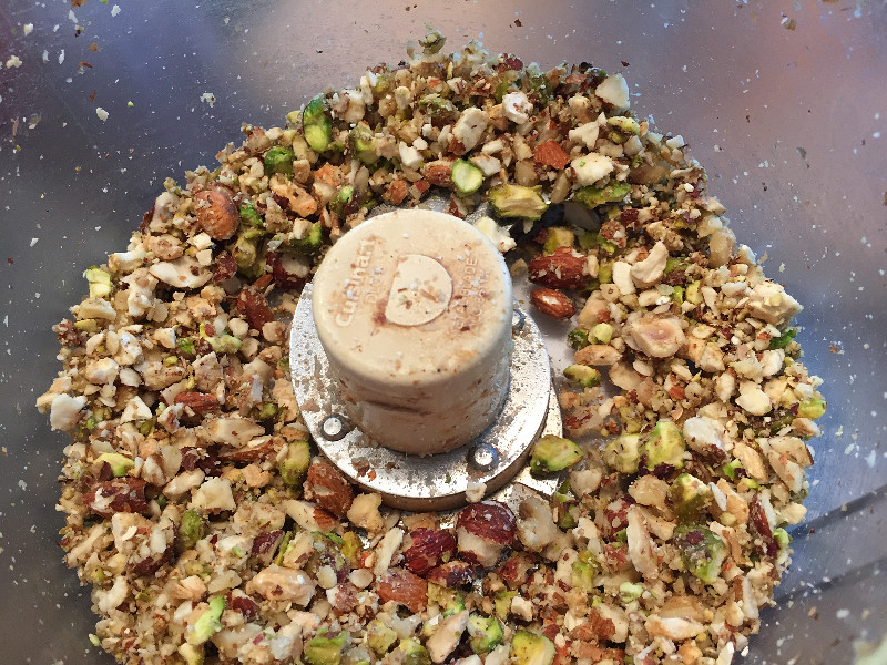 Pistachios are a staple of Persian cuisine, and that goes for the charoset made by Persian Jews as well. They give the Persian version a lovely green hue. Photo: Alix Wall