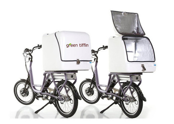 If you order from Green Tiffin, your food will be delivered on a bike like this.