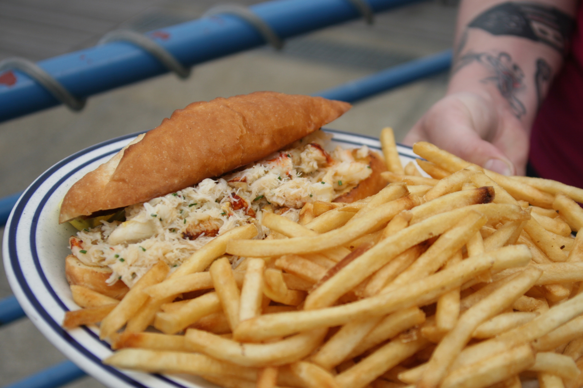 Crab roll made with Dungeness crab, when in season.
