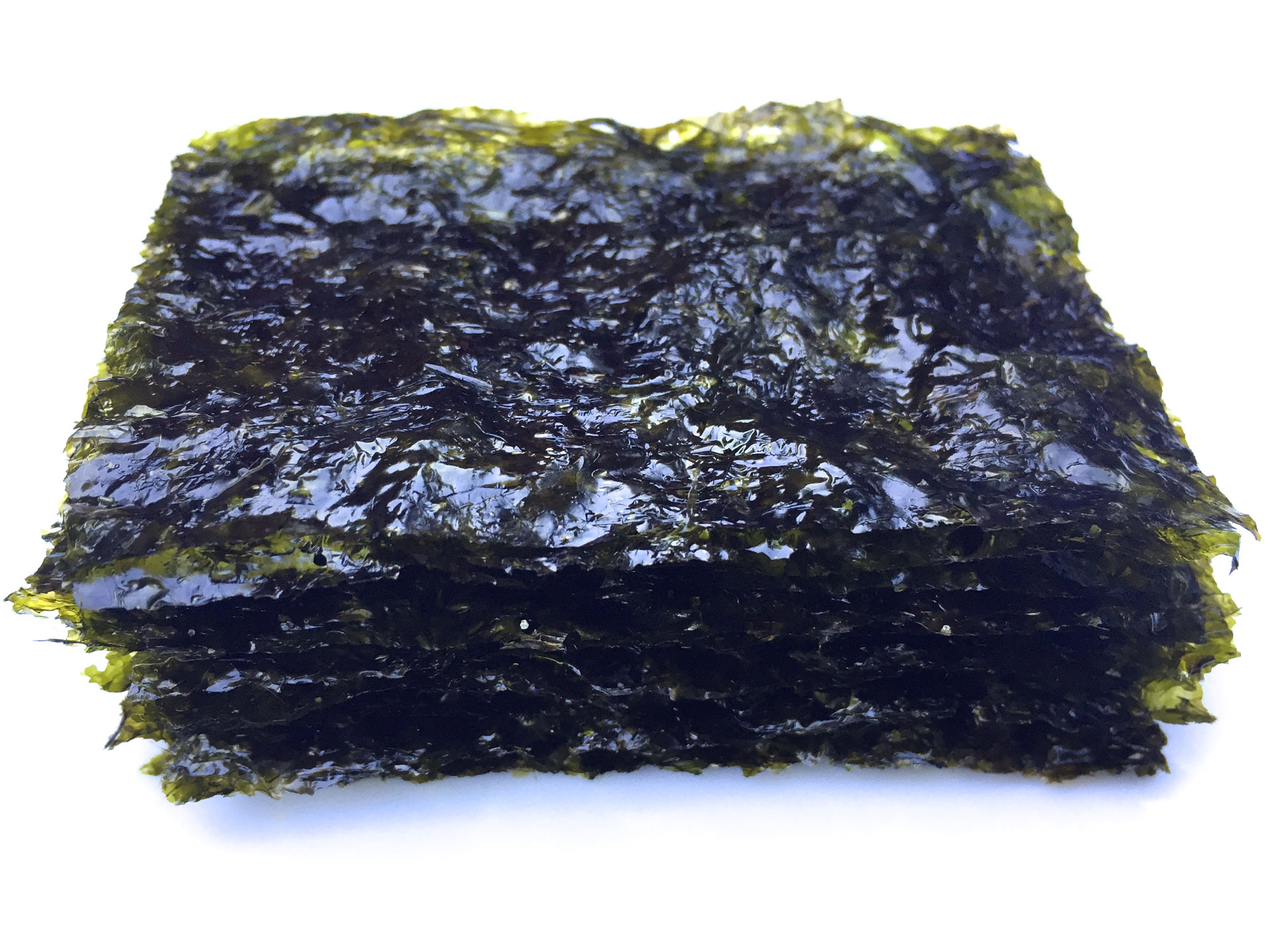 Roasted nori cut into snack sized sheets