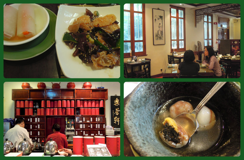 Long Cha Tea House (vegetarian) in Hong Kong Park next to Flagstaff Museum of Tea Ware.