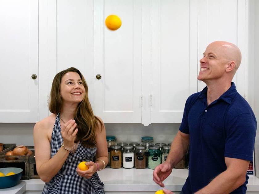 Sarah Forman and chef Nathan Lyon in the kitchen.