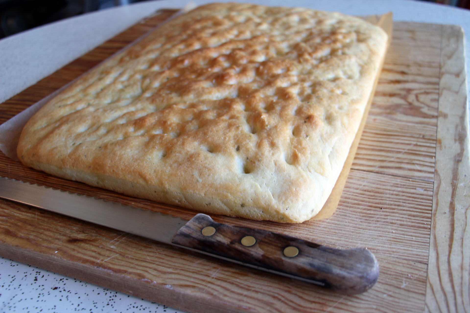Freshly baked Rosemary Focaccia right out of the oven.