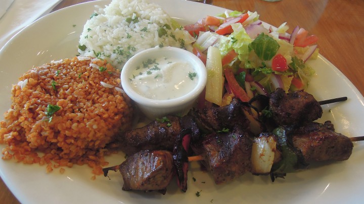Kobani’s lamb shish kebab plate.