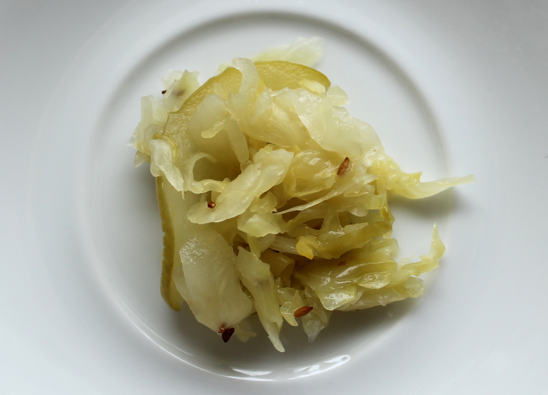 Cultured’s sauerkraut includes slices of green apple, caraway seeds, and juniper berries.