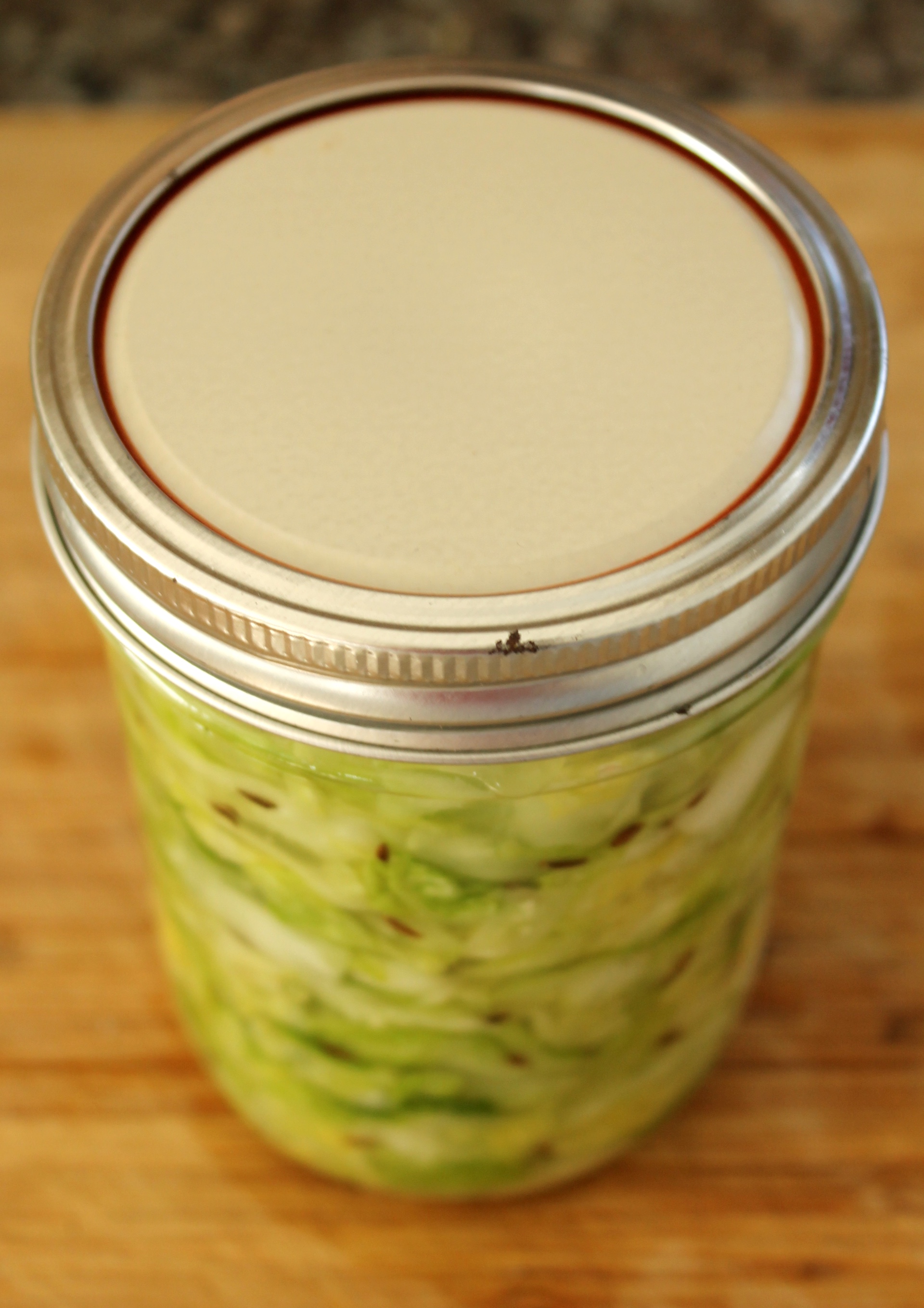 You can cover the jar with a loosely fitting canning lid; flip the lid so that the gasket side is facing up.