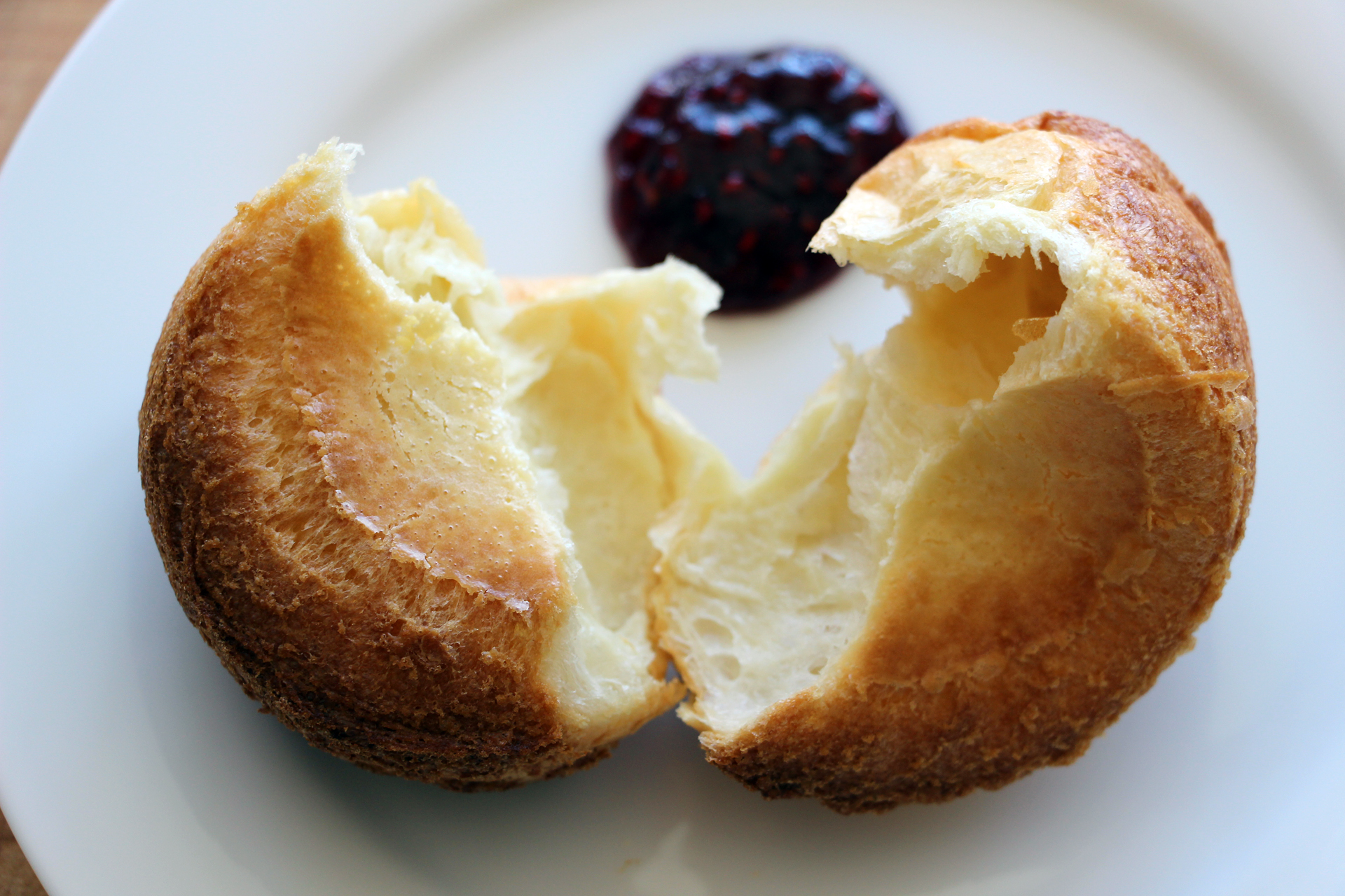 Buttery Breakfast Popovers with jam.
