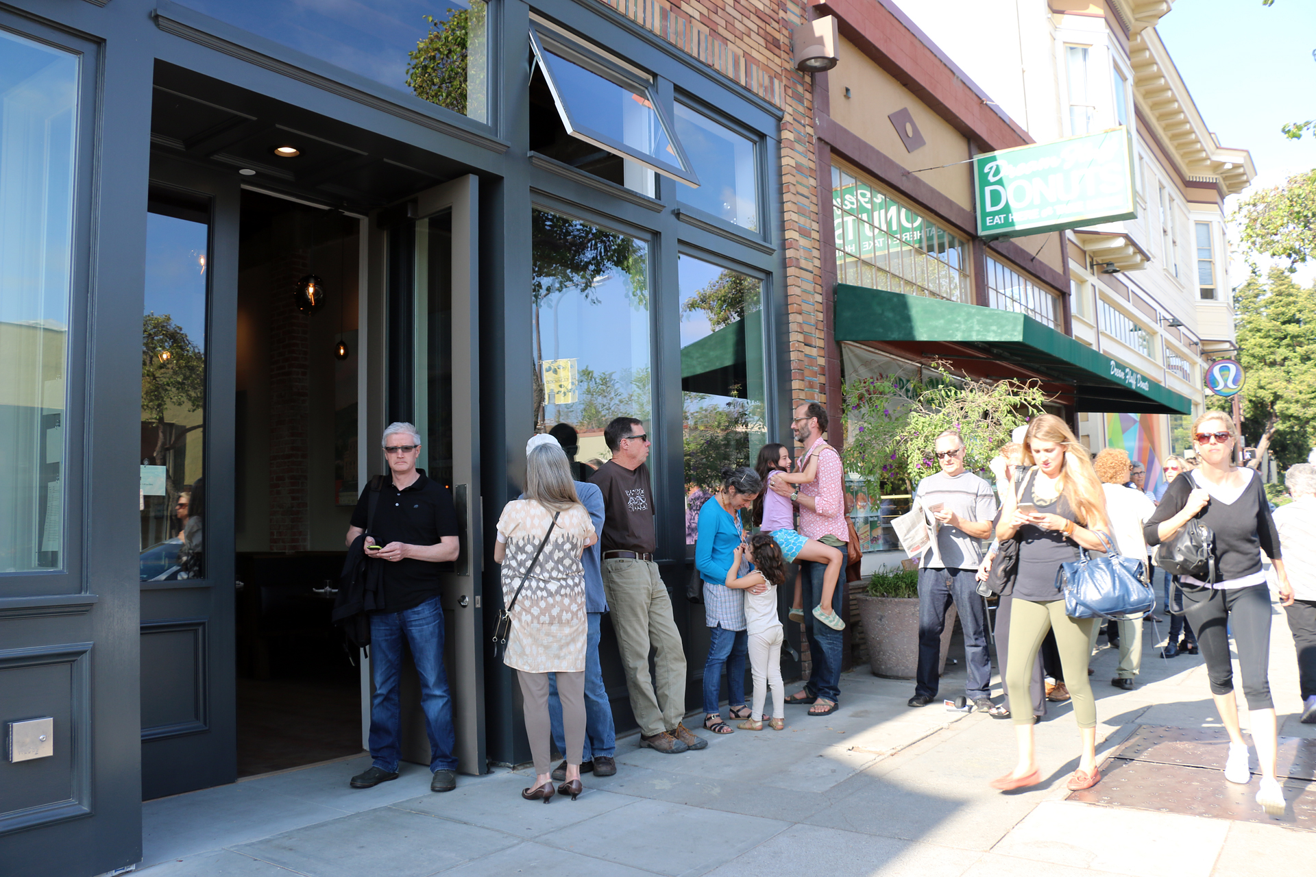 Lining up for the opening of The Advocate in Berkeley’s Elmwood neighborhood.