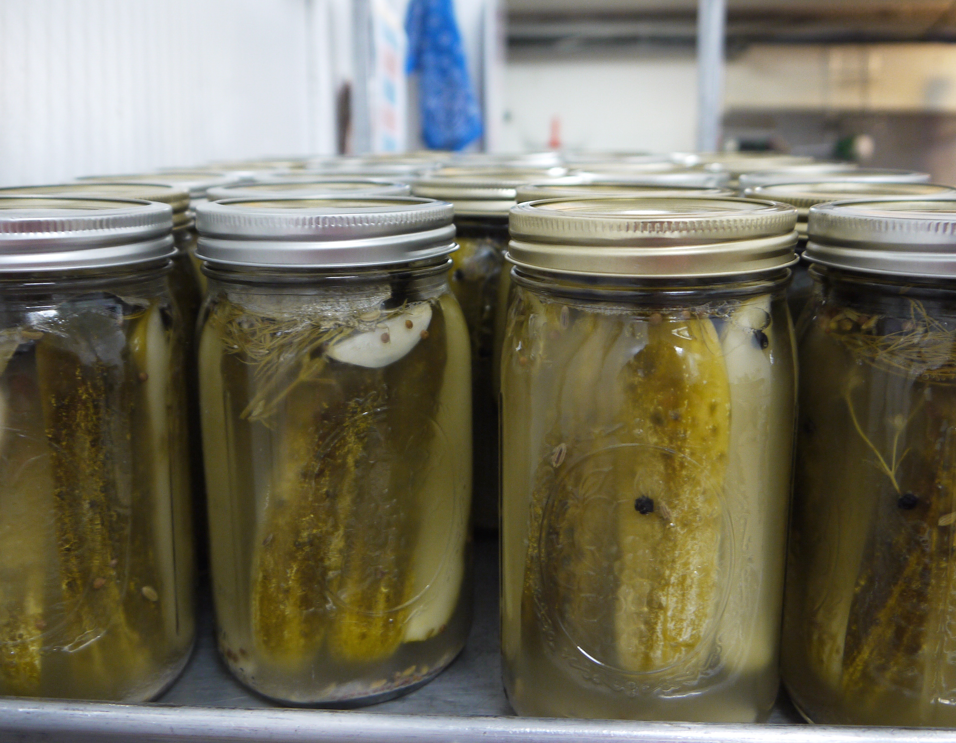 Jars of pickles at Three Stone Hearth.