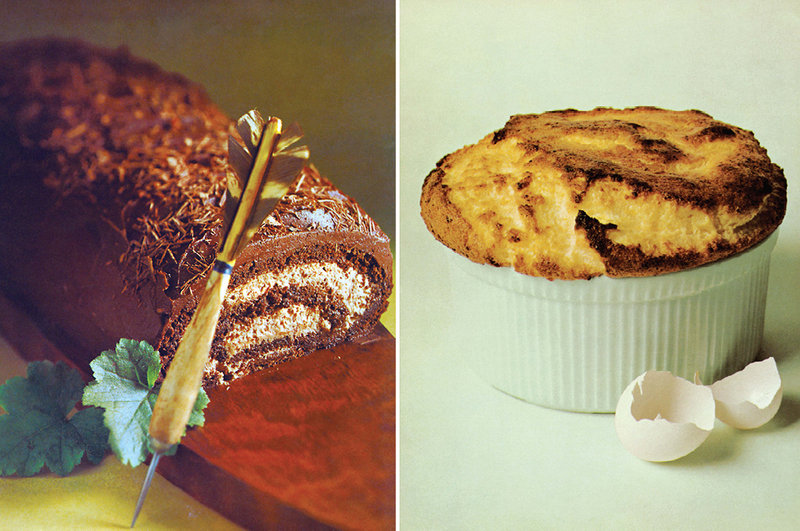 The Prices' cookbook included recipes for Whitehall Club Chocolate Roll and Soufflé au Grande Marnier, photographed by artist Tosh Matsumoto.