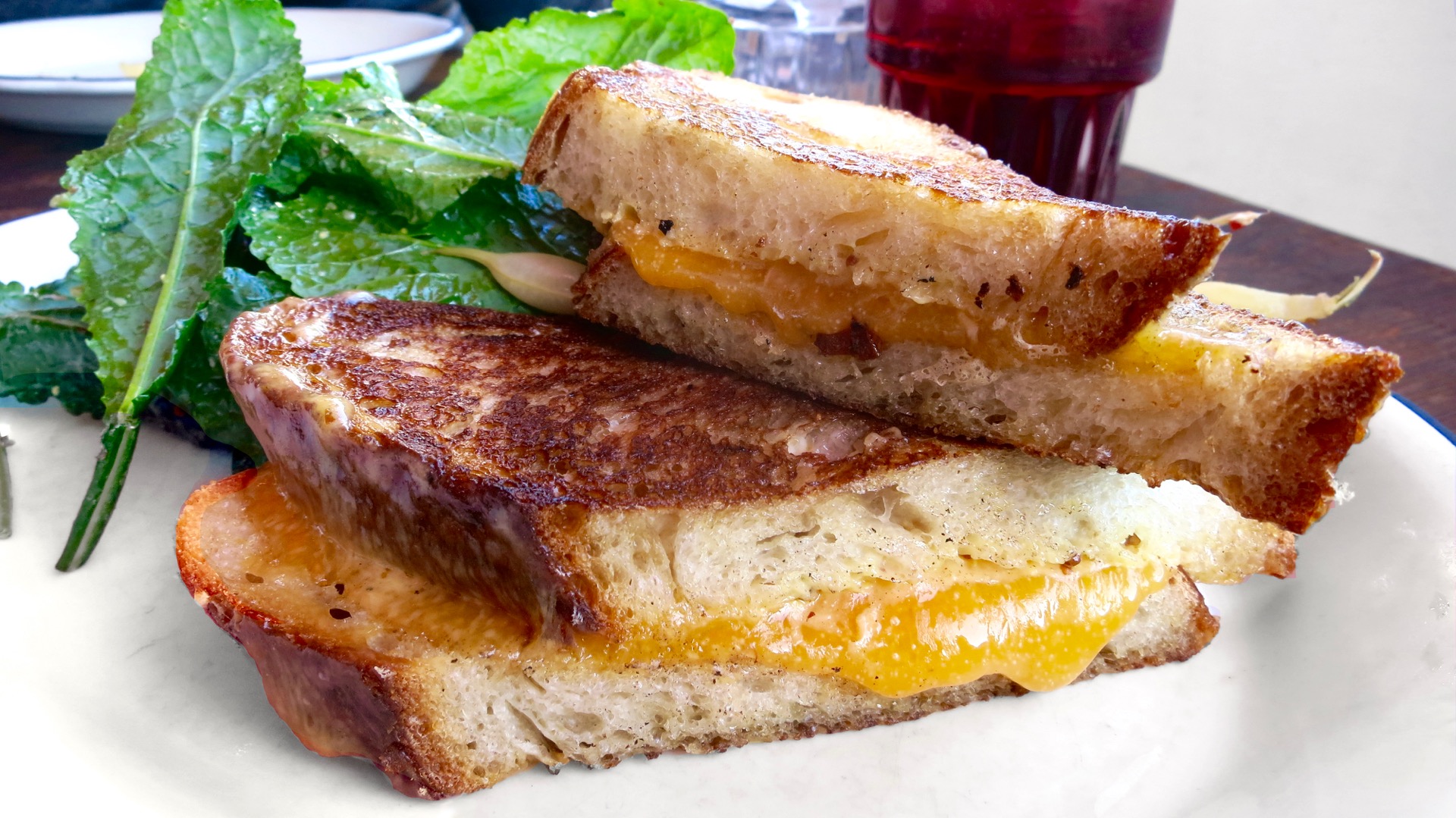 The whole grain mustard pairs well with the sharp cheddar on Grand Lake Kitchen's simple yet satisfying grilled cheese sandwich.