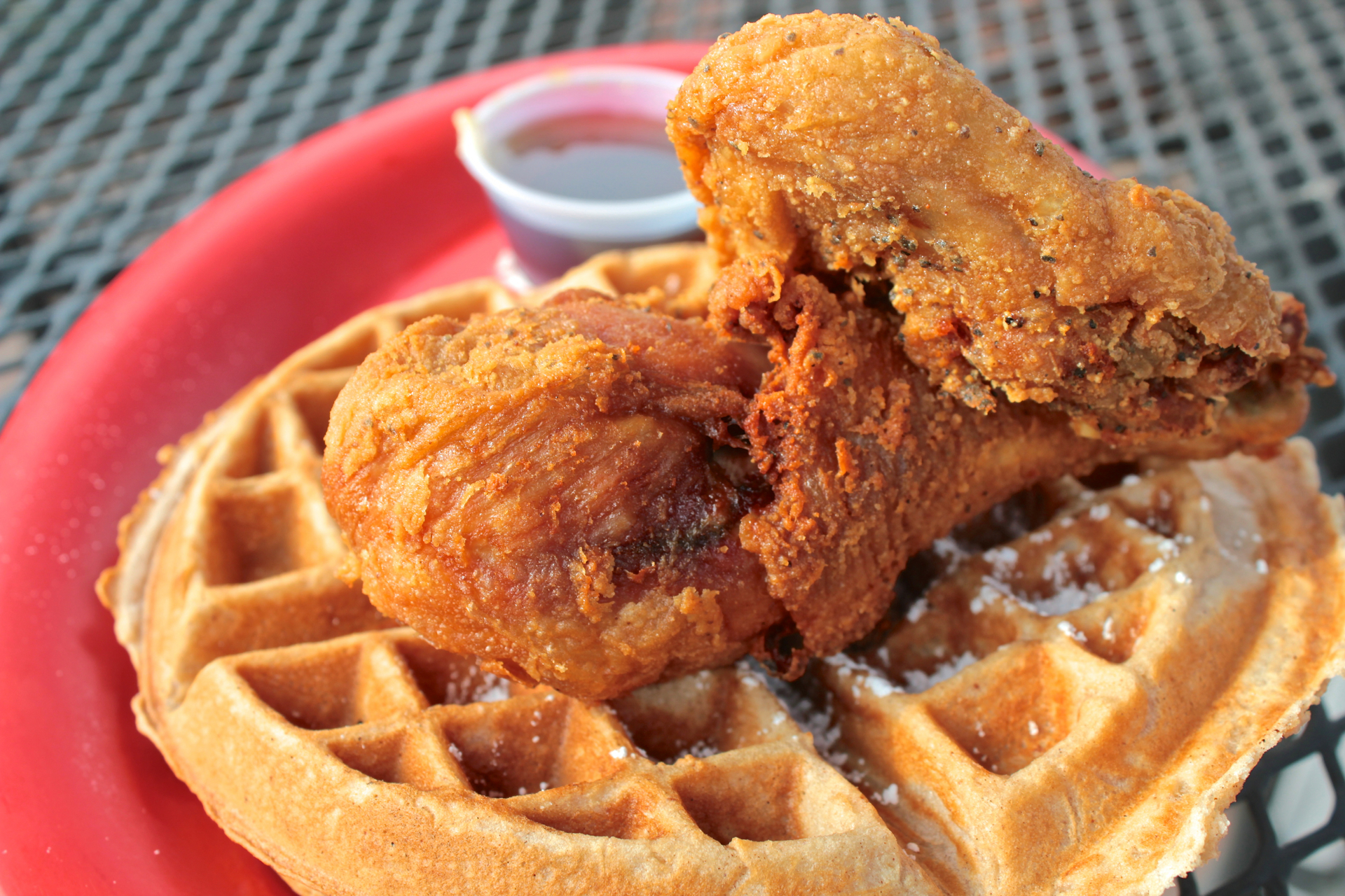 Southern fried chicken and waffles at Lillie Mae’s House of Chicken and Wafflez.
