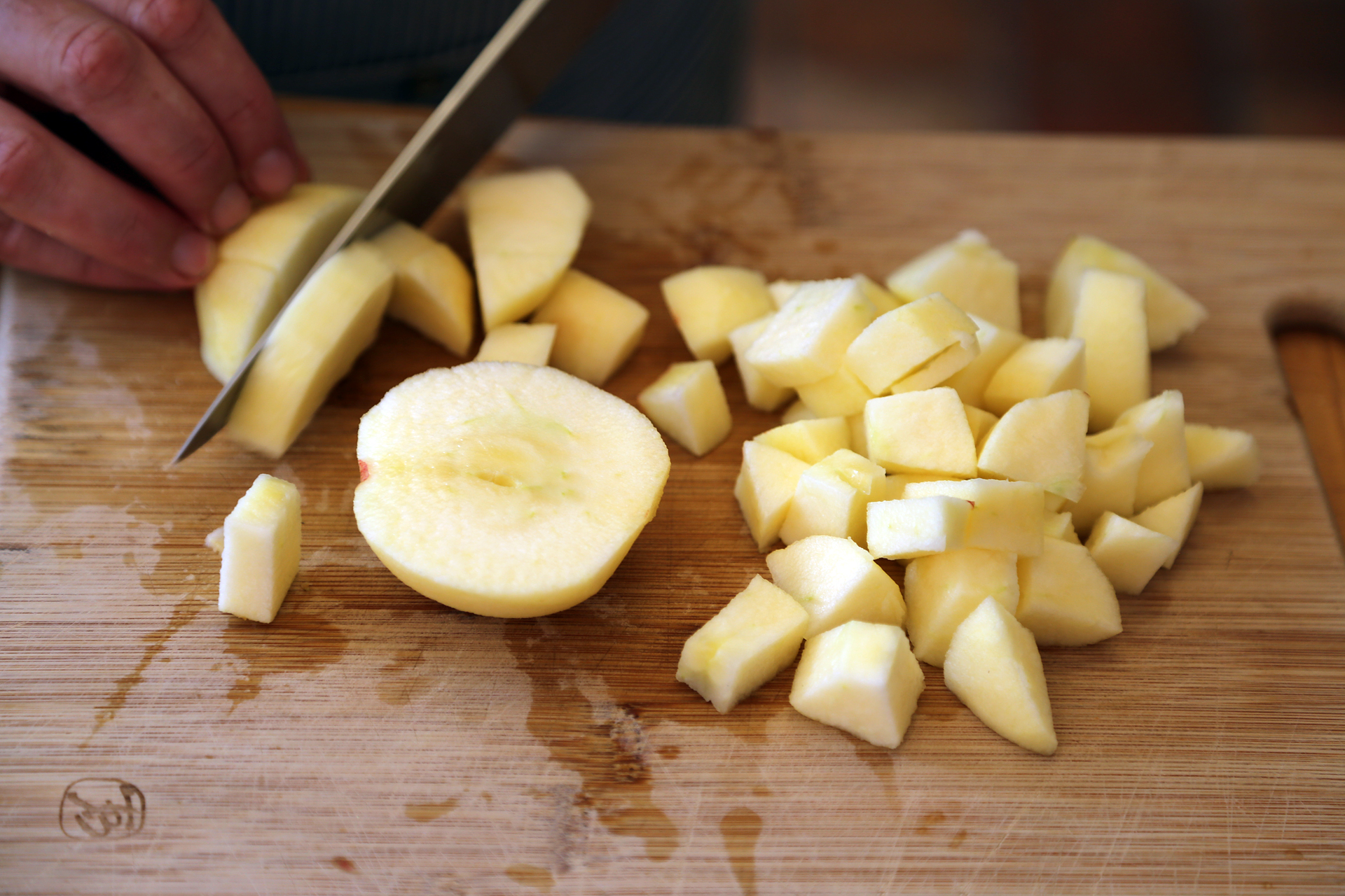 Peel, core and chop apples.