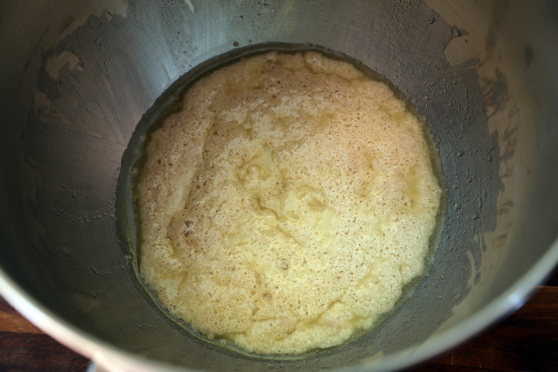 Stir in the yeast and let stand until foamy, about 5 minutes.