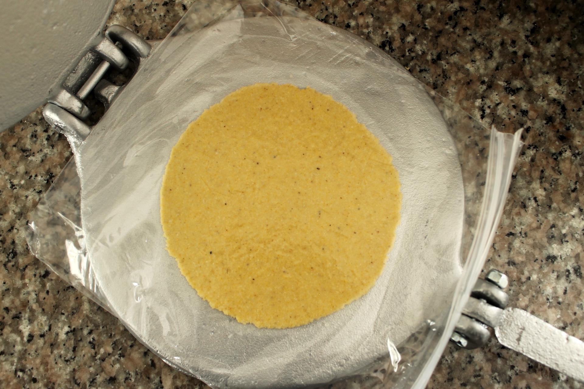 The tortilla should be about 5 inches across with an even ⅛-inch thickness.