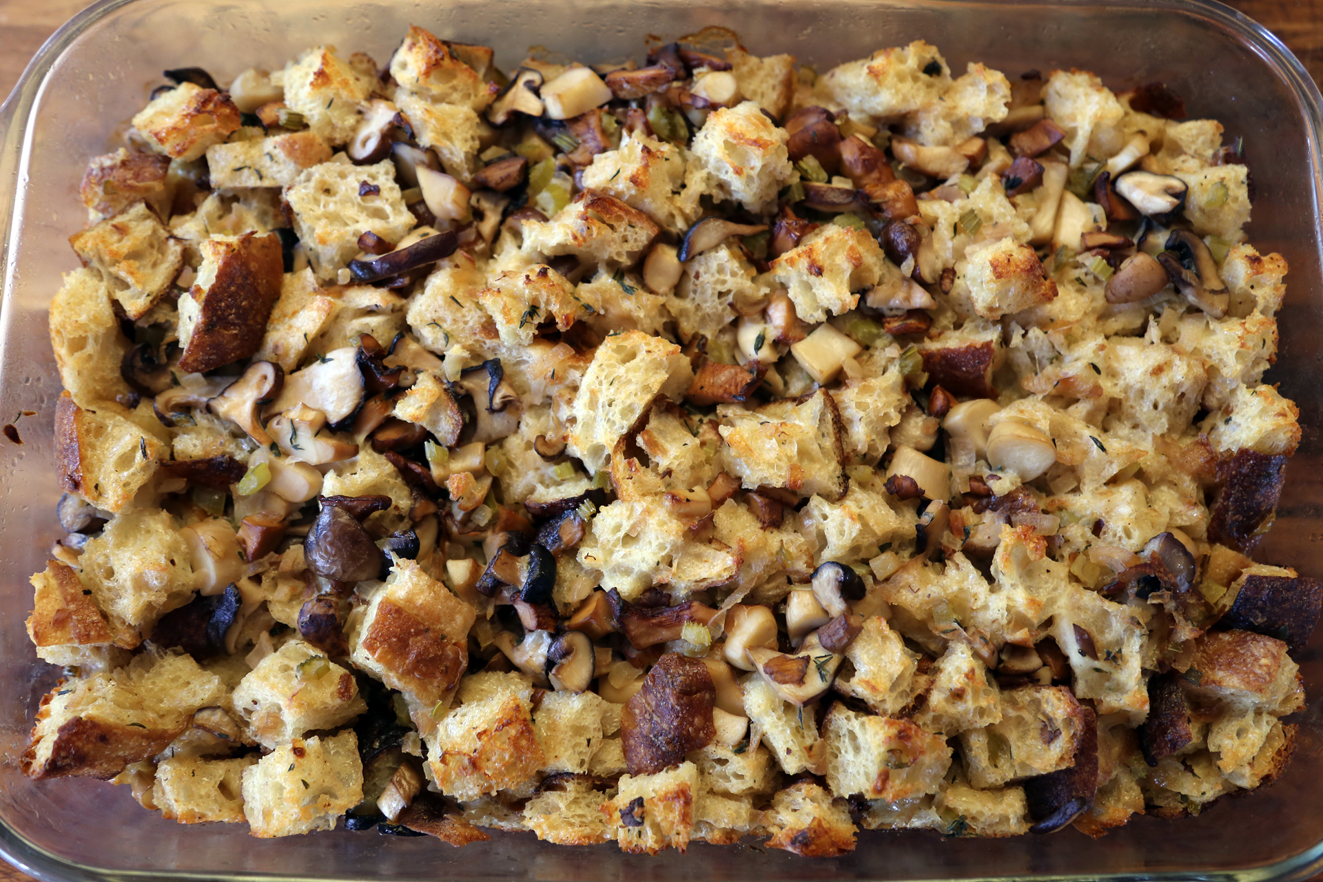Wild Mushroom, Shallot, and Sourdough Stuffing with Herbs.