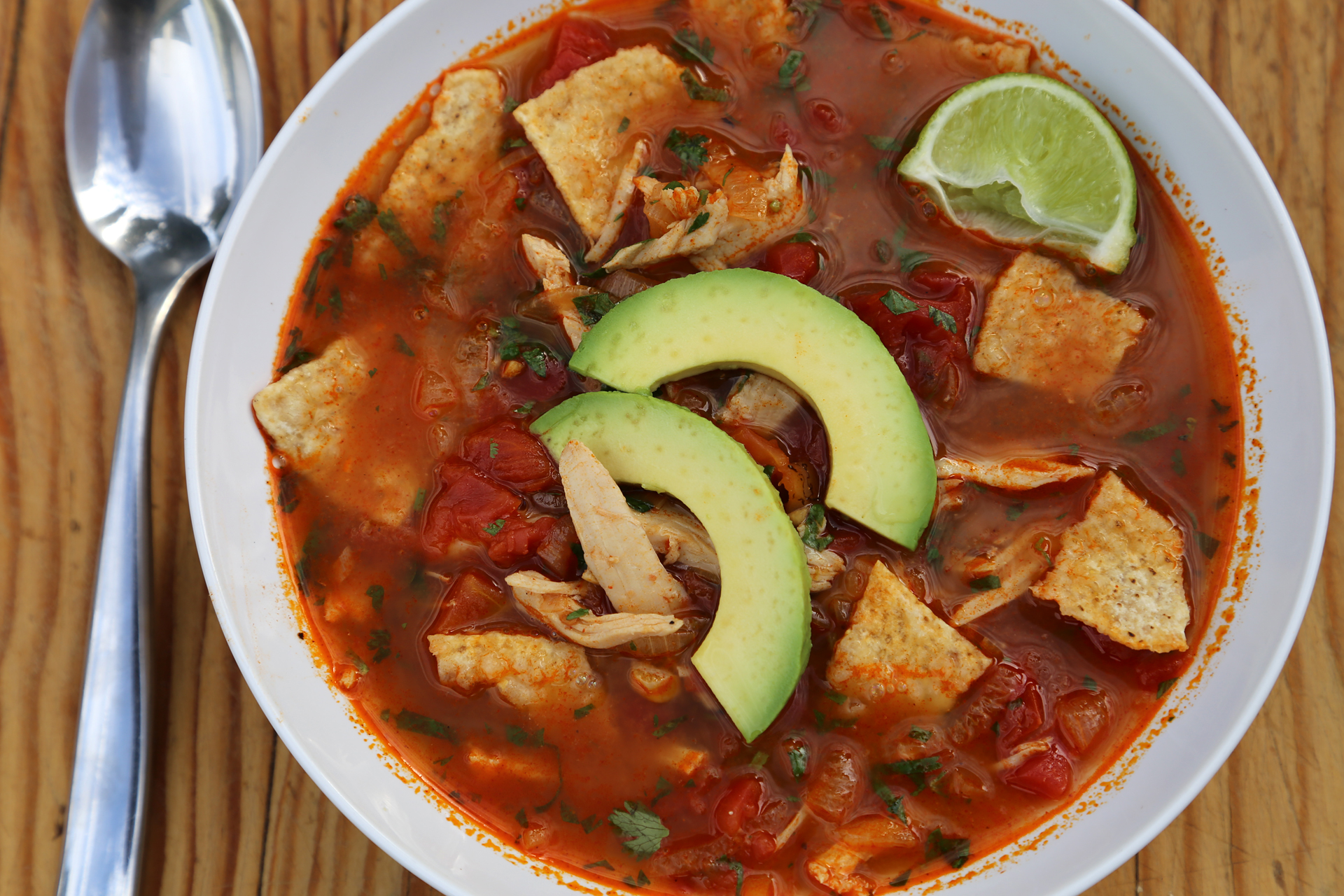Mexican Turkey Tortilla Soup with Lime and Chile.