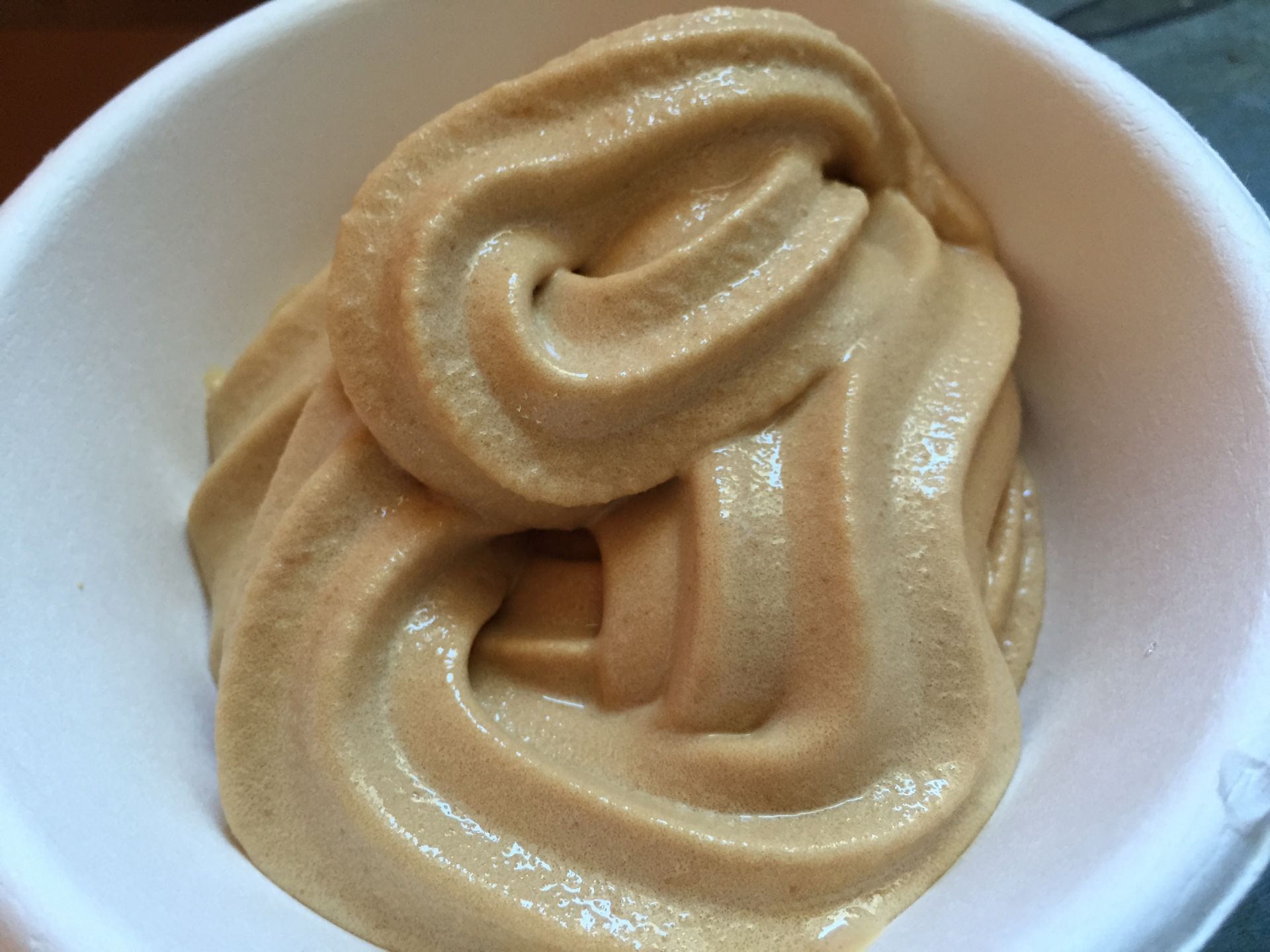 Goats' milk fro-yo doesn't taste as goat-y as one might expect.