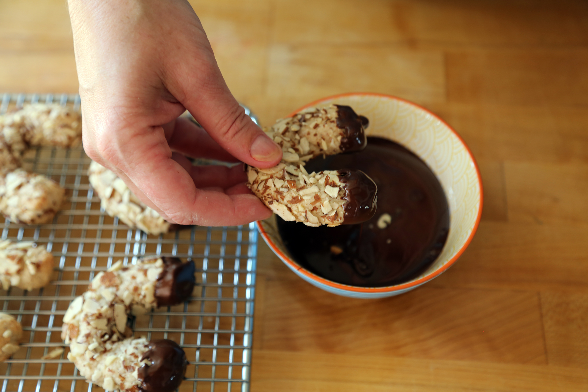 Get fancy and dip the almond crescents in chocolate.