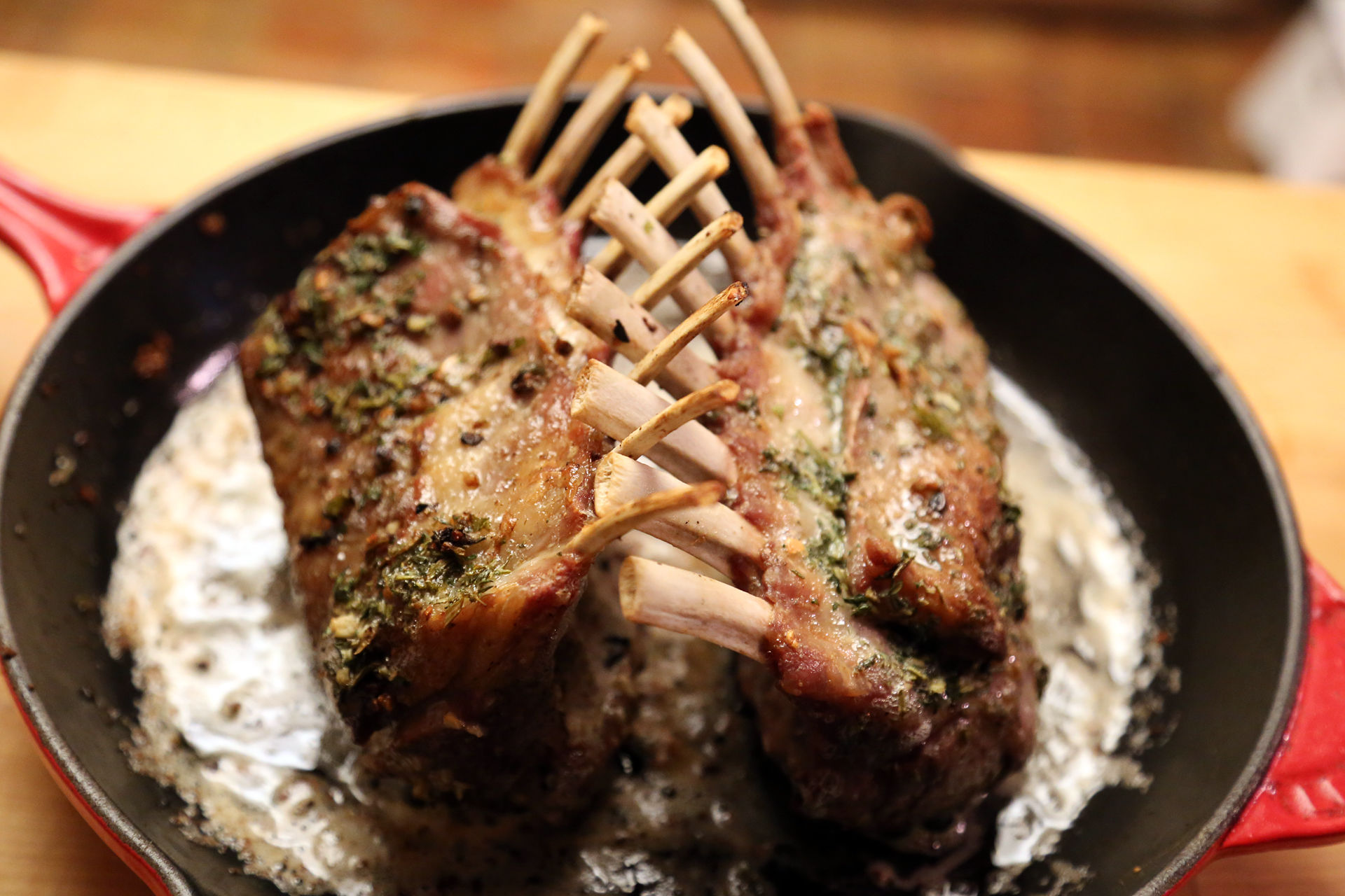 Roast Rack of Lamb with Garlic and Herb Butter