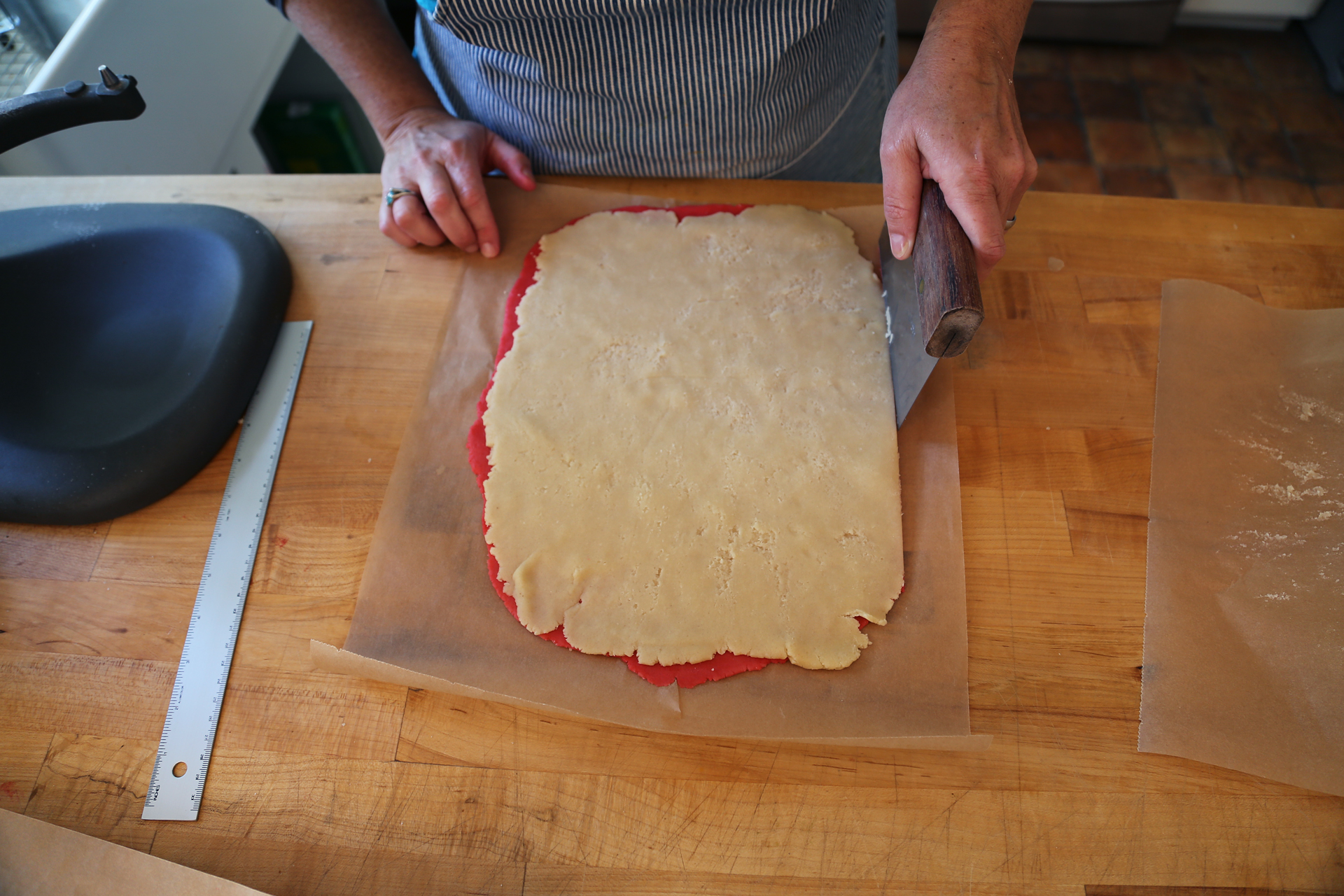 Trim the edges to even off the two rectangles of dough.