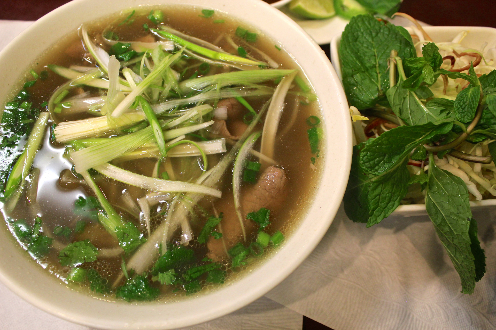 Pho with thin slices of filet mignon at Bun Bo Hue An Nam in East San Jose.