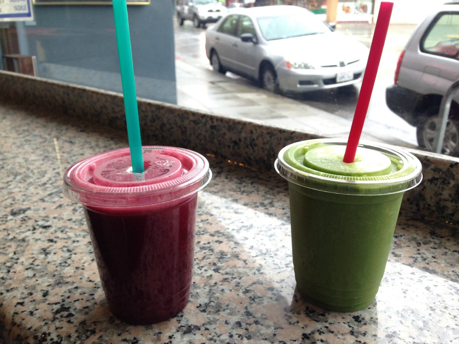 The Radical Radiance juice and Kalein’ It smoothie from Cafe Crush in Oakland