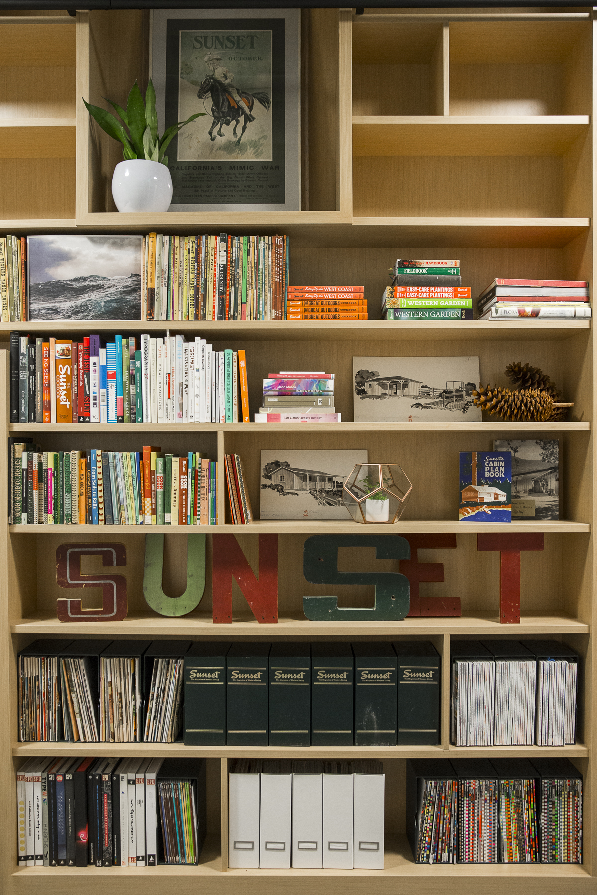 Bookshelf at Sunset Headquarters