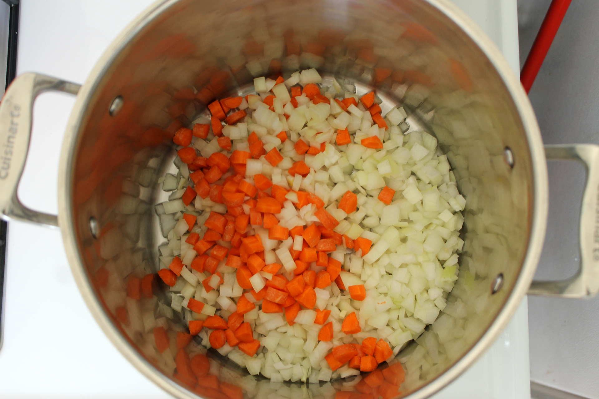 Carrots and onions add a touch of sweetness and complexity to the bone broth.
