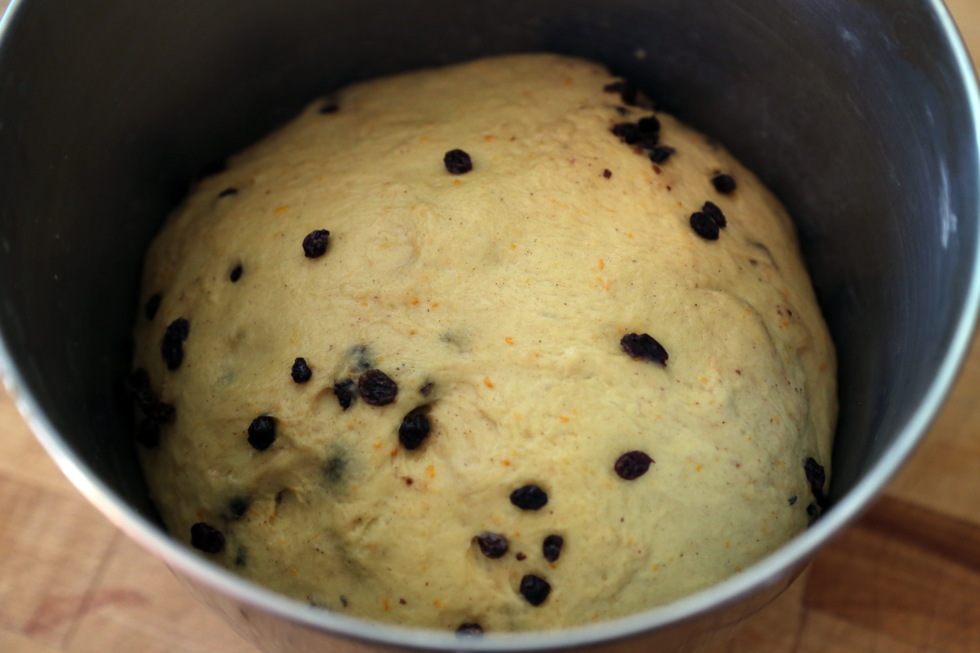Let the dough rise at room temperature until it doubles, about 1 to 1 1/2 hours.