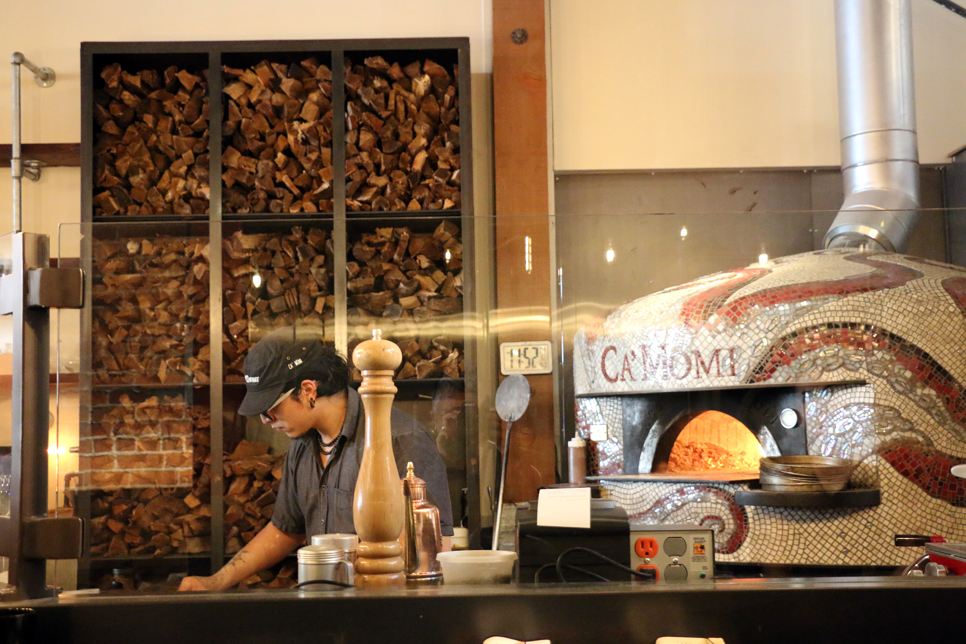 The wood-burning oven at Ca’ Momi Osteria in downtown Napa.