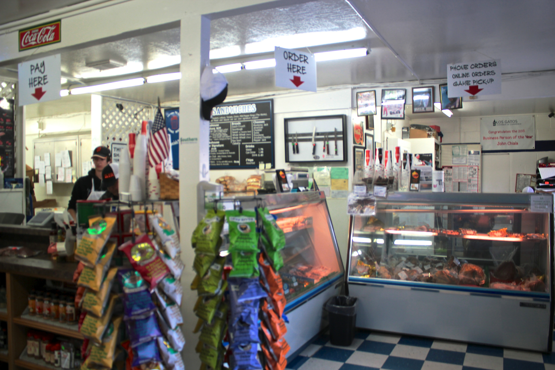 The deli counter at Los Gatos Meats & Smoke House.