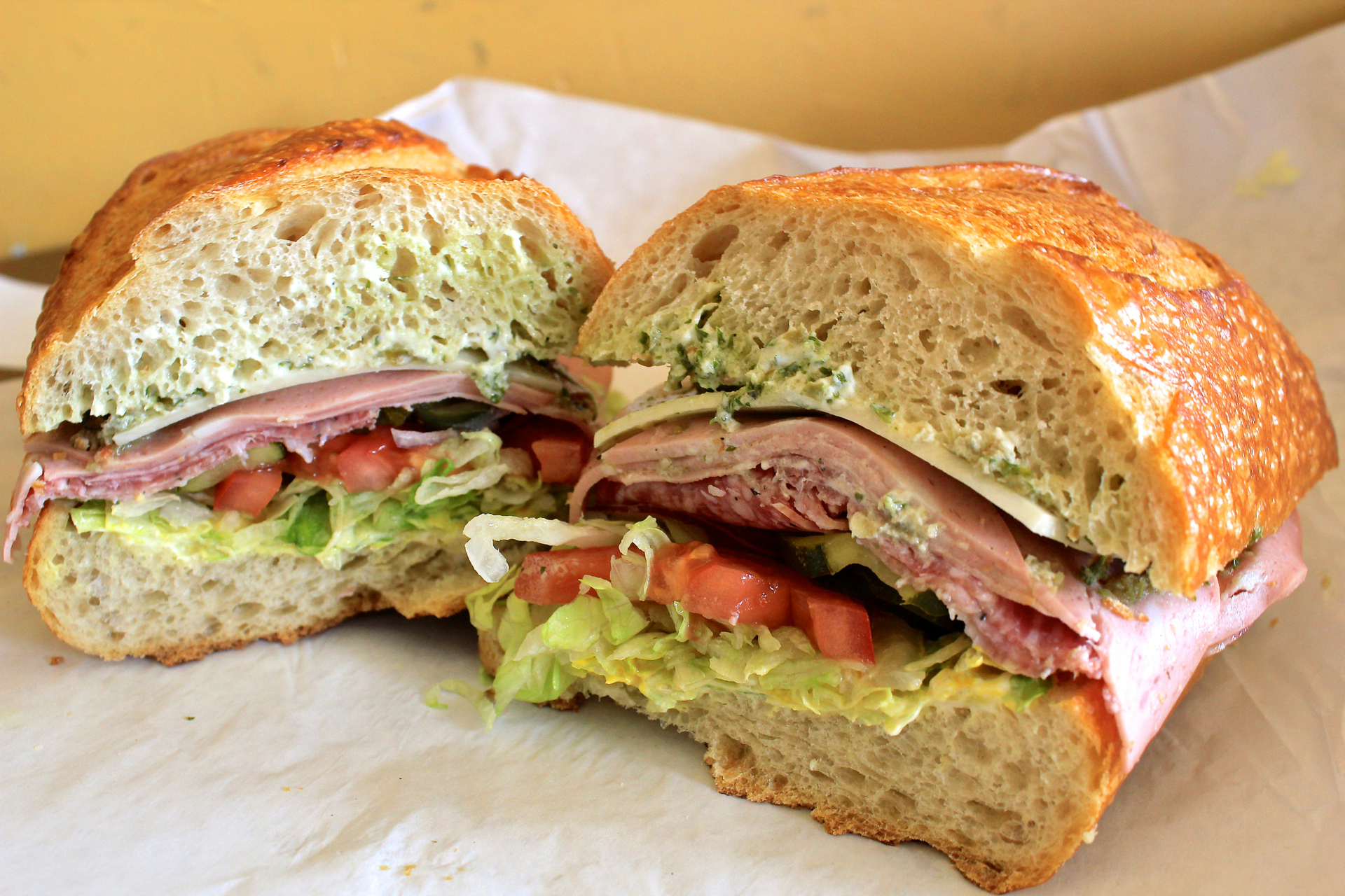 The Little Lucca combo sandwich with mortadella, provolone and salami.