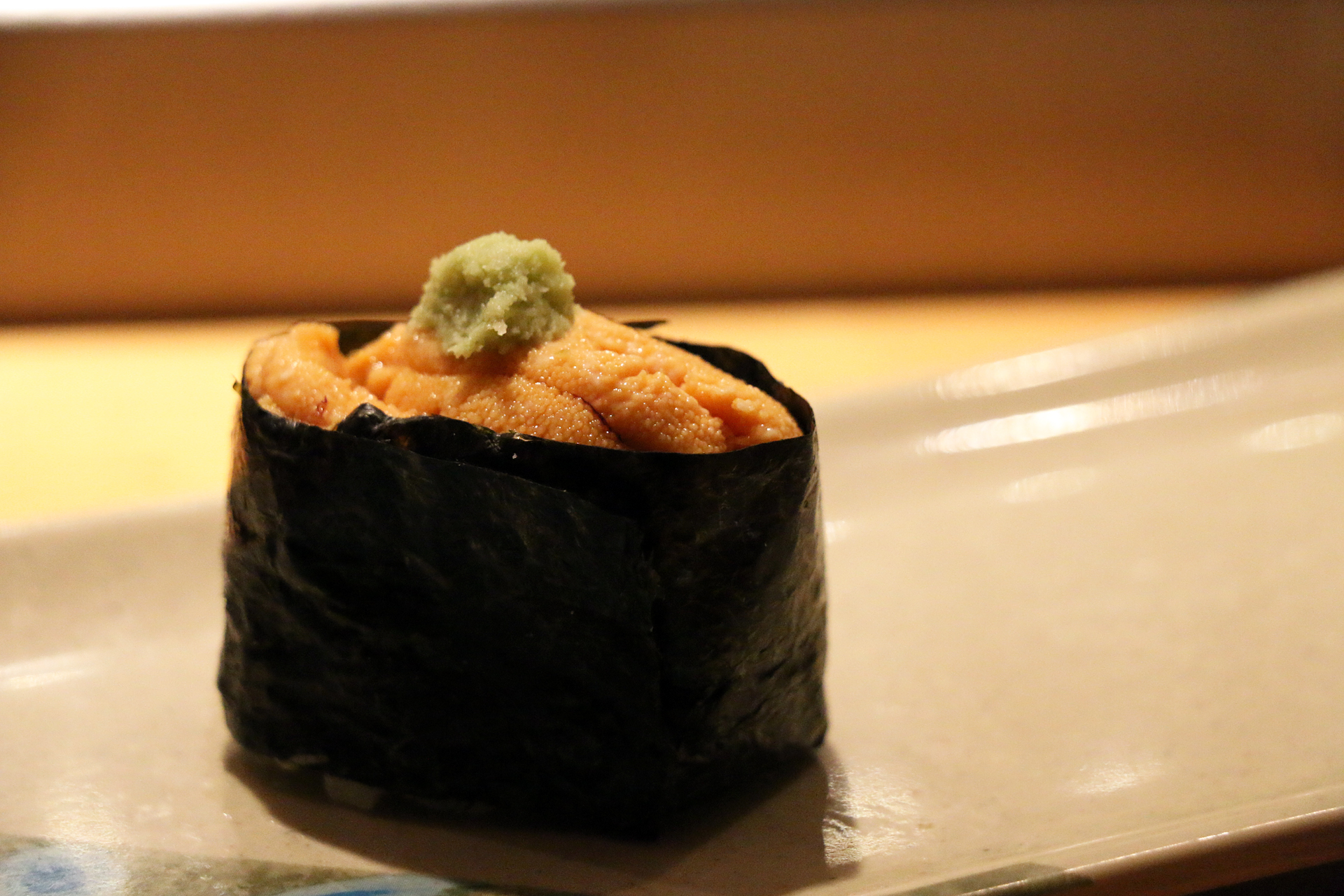 Sea urchin nigiri at Sushi Sho.