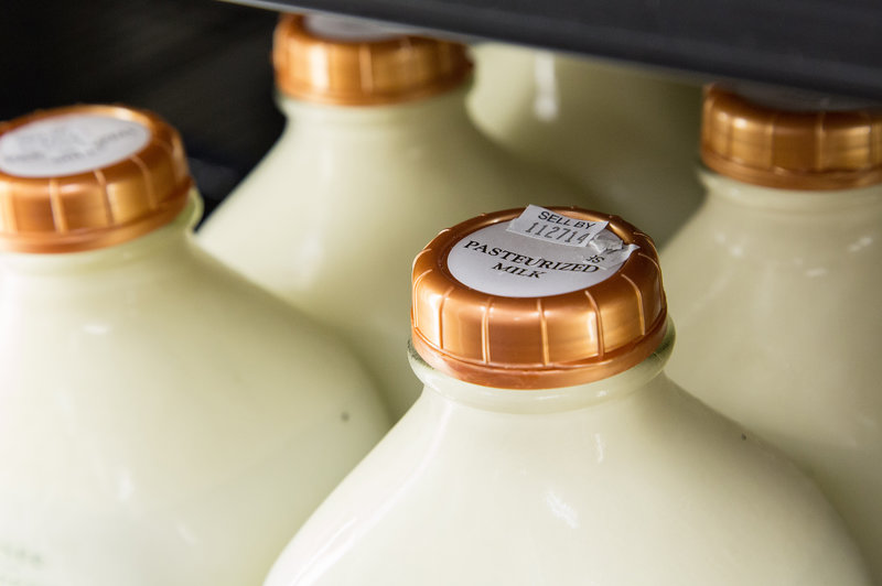 Bottles of pasteurized milk from the Ocheesee Creamery