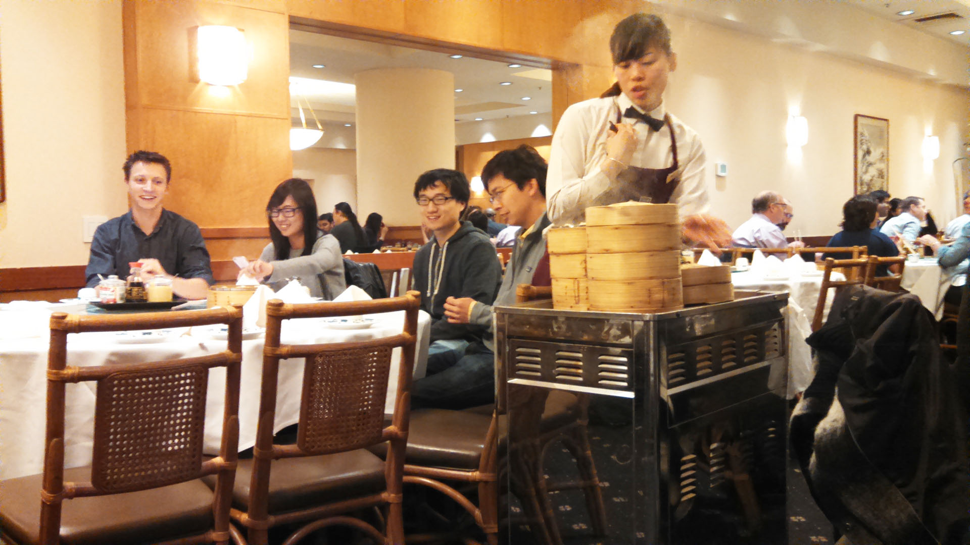 The servers at Yank Sing push a trolley with dumpling options