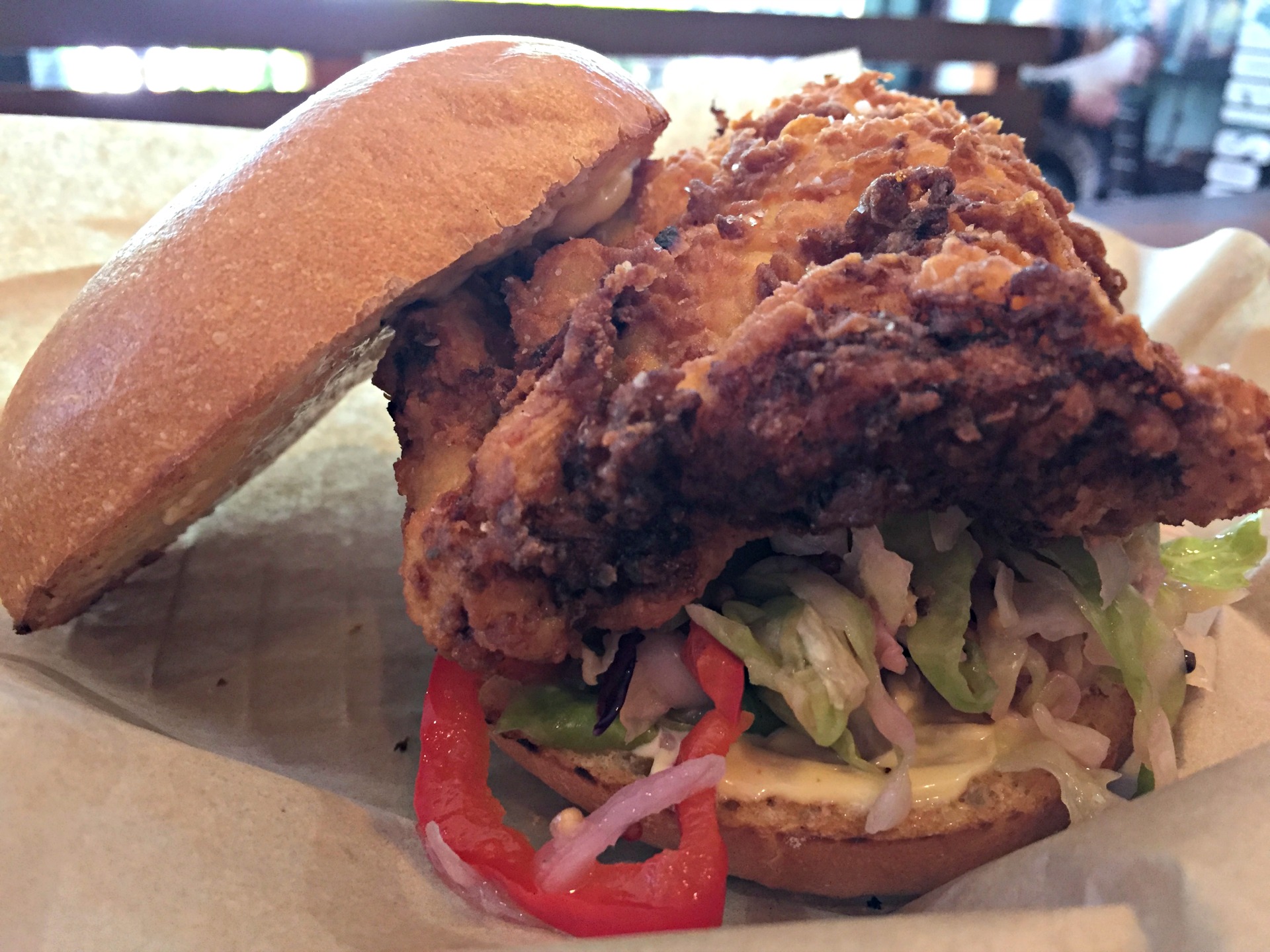 The fried chicken sandwich from Show Dogs.