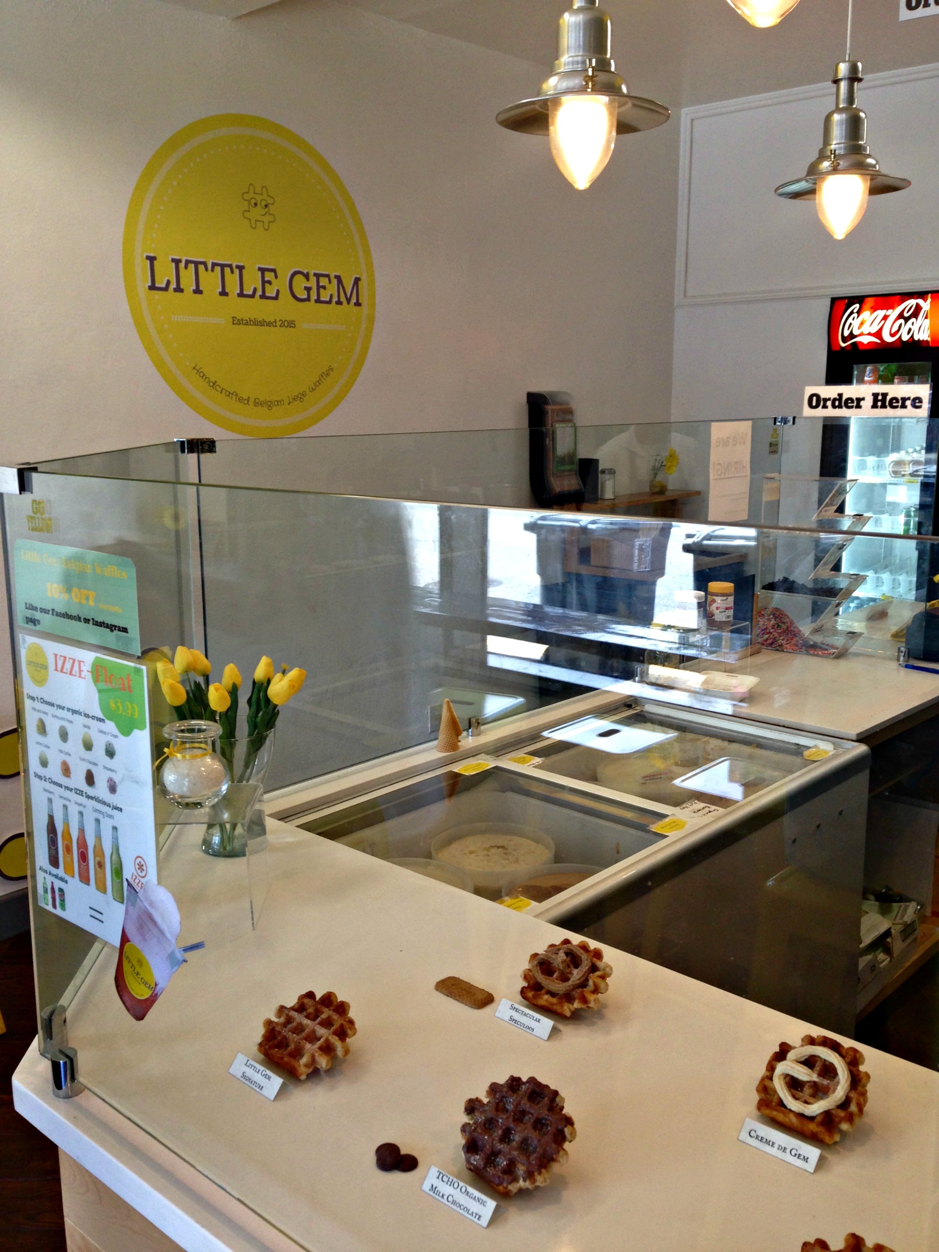 The options at Little Gem Belgian Waffles.