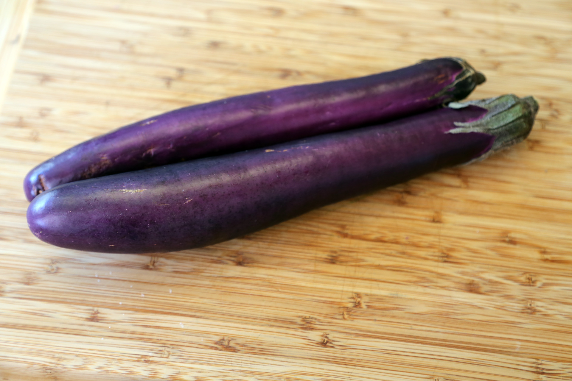 I love the sweetness of narrow Japanese eggplants, and chose those to slice into planks and grill. 