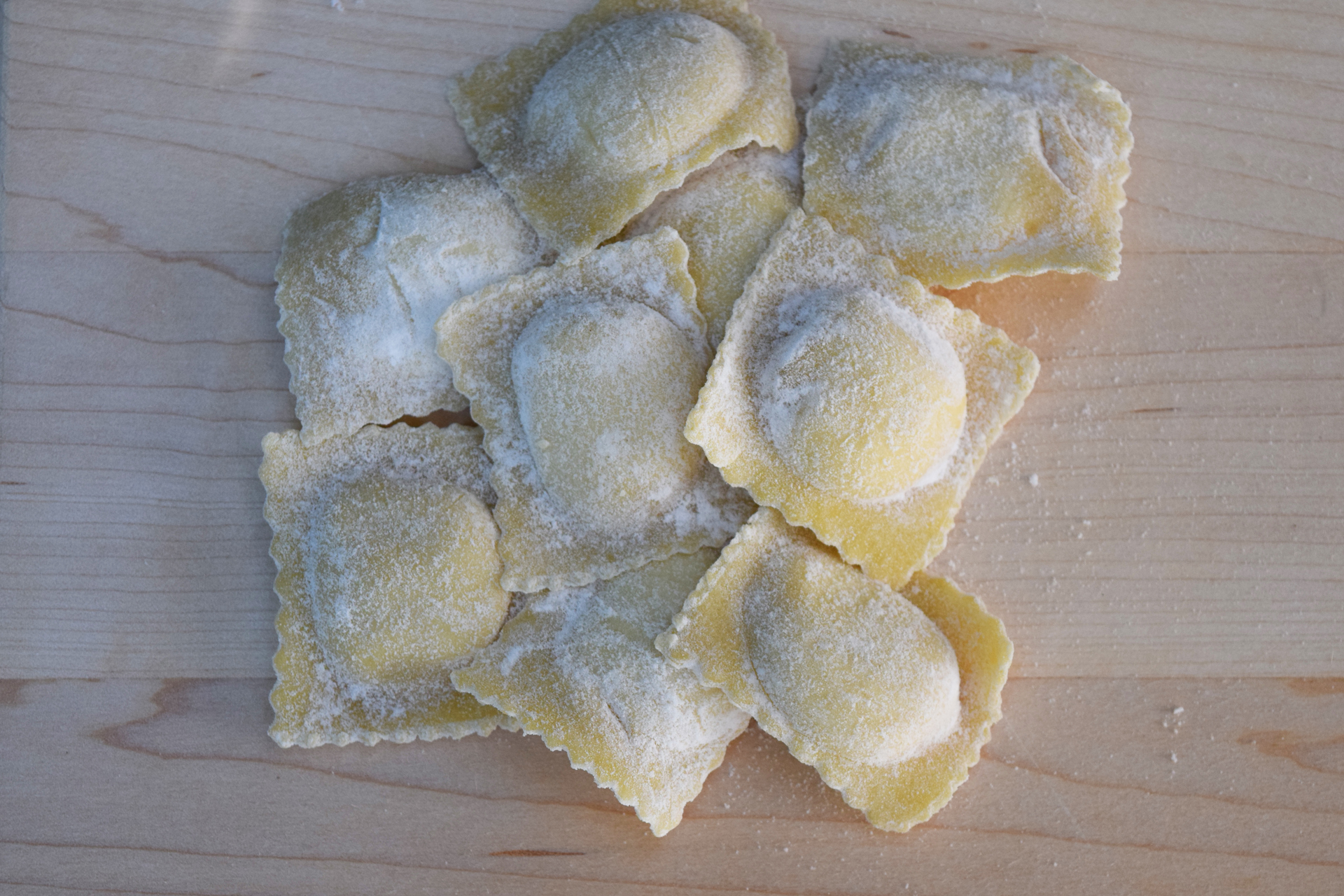 Fat pillows filled with a delicious ricotta cheese and fresh English pea mixture is just one of around 10 frozen ravioli available at the Home Maid store.